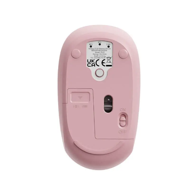 ماوس بی‌سیم باسئوس مدل F01B Tri-Mode pink-1